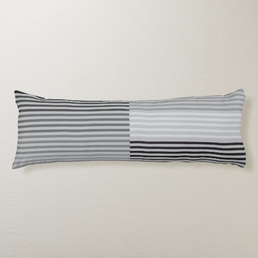 Gray, Black, White Stripes ボディピロー (正面)
