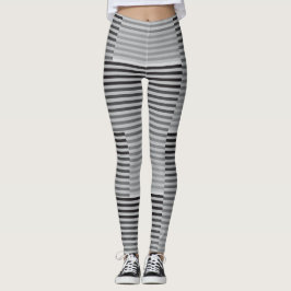 Gray, Black, White Stripes レギンス