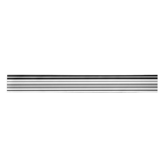 Gray Black White Stripes Pattern   サテンリボン (正面)