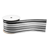 Gray Black White Stripes Pattern   サテンリボン (リール)