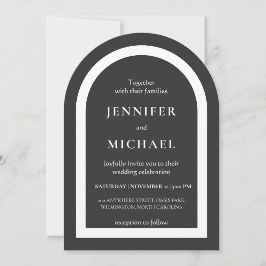 Gray black white text wedding 招待状 (正面)