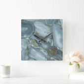 Gray/ Blue/ Gold agate printed acrylic wall clock スクエア壁時計 (ホーム)