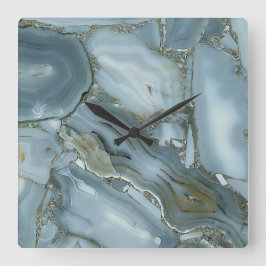 Gray/ Blue/ Gold agate printed acrylic wall clock スクエア壁時計