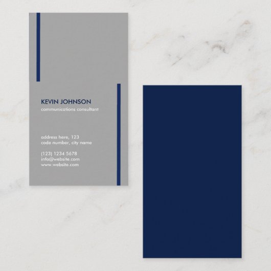 Gray blue minimal elegant masculine professional 名刺 (正面/裏面)