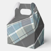 Gray & Blue Plaid Teddy Bear Boy Baby Shower フェイバーボックス (裏面)