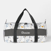 Gray Blue Watercolor Wildflower Monogram ダッフルバッグ (裏面)