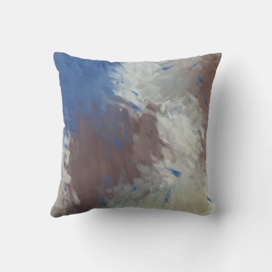 Gray Blue White Abstract Brushstrokes クッション (裏面)