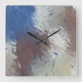 Gray Blue White Abstract Brushstrokes スクエア壁時計 (正面)