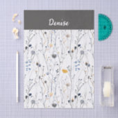 Gray Blue Wildflower Watercolor 薄葉紙 (クラフト)