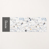 Gray Blue Wildflower Watercolor Custom Name ヨガマット (正面(横))