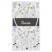 Gray Blue Wildflower Watercolor Monogram スモールペーパーバッグ (裏面)