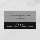 Gray Bold Thank You Card Social Media Small Busine 名刺 (裏面)