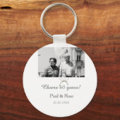 Gray bow cheers to 60 years anniversary wedding キーホルダー (正面)