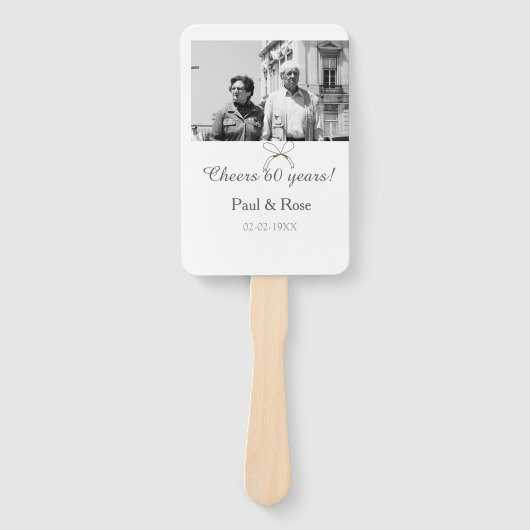 Gray bow cheers to 60 years anniversary wedding  ハンドファン (正面)