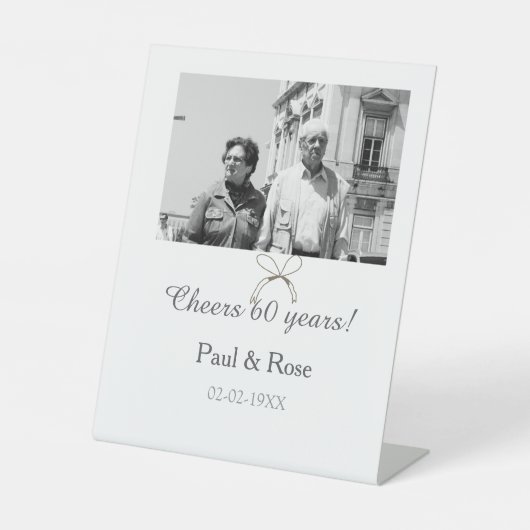 Gray bow cheers to 60 years anniversary wedding  台座サイン (正面)