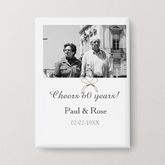 Gray bow cheers to 60 years anniversary wedding  缶バッジ