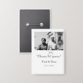 Gray bow cheers to 60 years anniversary wedding  缶バッジ (正面/裏面)