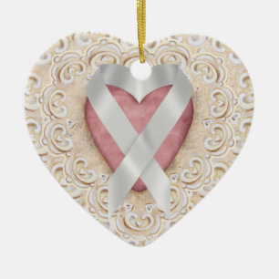 Gray Brain Cancer Ribbon from theハート- SR セラミックオーナメント