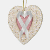 Gray Brain Cancer Ribbon from theハート- SR セラミックオーナメント (左)