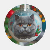 Gray British Shorthair Glass Ornament ガラスオーナメント (裏面)