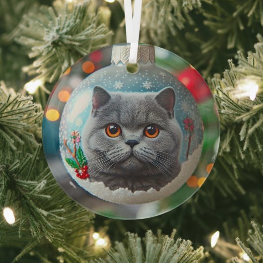 Gray British Shorthair Glass Ornament ガラスオーナメント (インサイチュ)