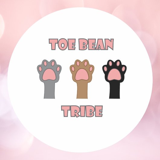 Gray Brown Black Kitty Paw Print Toe Beans ラウンドシール