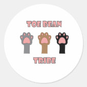 Gray Brown Black Kitty Paw Print Toe Beans ラウンドシール (正面)