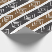 Gray Brown Geometric Diamond Stripes ラッピングペーパー (角)