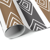 Gray Brown Geometric Diamond Stripes ラッピングペーパー (ロールコーナー)