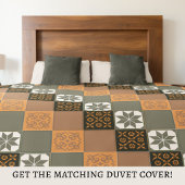 Gray Brown Orange Classic European Mosaic Tiles 枕カバー