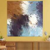 Gray Brown Taupe White Abstract Brushstrokes キャンバスプリント (インサイチュ (リビング))