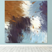 Gray Brown Taupe White Abstract Brushstrokes キャンバスプリント (インサイチュ (ウッドフロア))