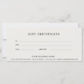 Gray Business Gift Certificate Elegant Simple (裏面)