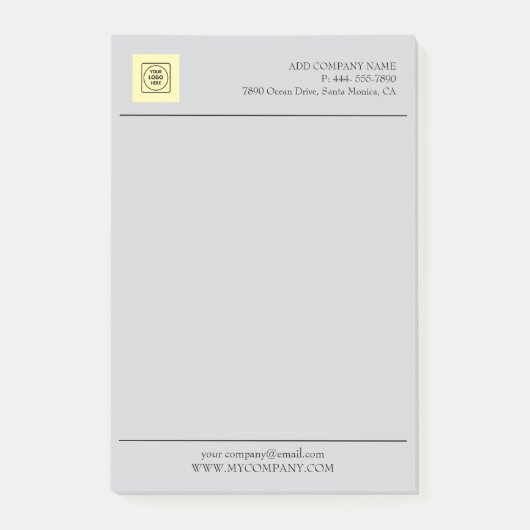 Gray Business Logo Branding Minimal letterhead ポストイット (正面)