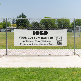 Gray Business Logo Company QRコード屋外2,5x8 横断幕