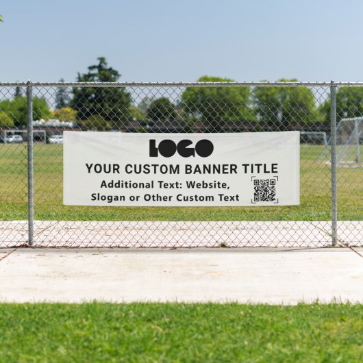 Gray Business Logo Company QRコード屋外2,5x8 横断幕 (インサイチュ)