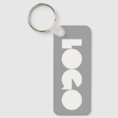 Gray Business Logo & QR Code, Company Horizontal キーホルダー (正面)
