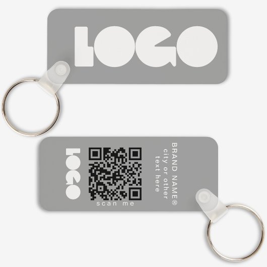 Gray Business Logo & QR Code, Company Horizontal キーホルダー