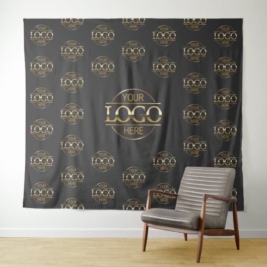 Gray Business Logo Step & Repeat Backdrop Banner タペストリー (インサイチュ(横))