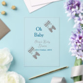 Gray butterfly blue baby shower oh baby modern ext アクリル招待状 (インサイチュ (ウェディング))