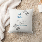 Gray butterfly blue baby shower oh baby modern ext クッション (ブランケット)