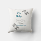 Gray butterfly blue baby shower oh baby modern ext クッション (裏面)