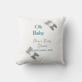 Gray butterfly blue baby shower oh baby modern ext クッション