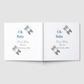 Gray butterfly blue baby shower oh baby modern ext ゲストブック (全面)