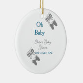 Gray butterfly blue baby shower oh baby modern ext セラミックオーナメント (右)