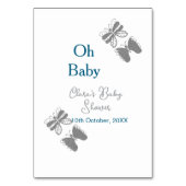 Gray butterfly blue baby shower oh baby modern ext テーブルナンバー (裏面)