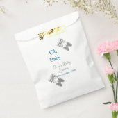Gray butterfly blue baby shower oh baby modern ext フェイバーバッグ (封をした状態)