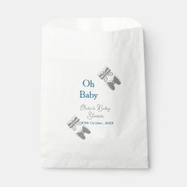 Gray butterfly blue baby shower oh baby modern ext フェイバーバッグ