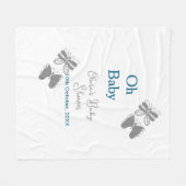 Gray butterfly blue baby shower oh baby modern ext フリースブランケット (正面(横))
