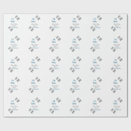 Gray butterfly blue baby shower oh baby modern ext ラッピングペーパー